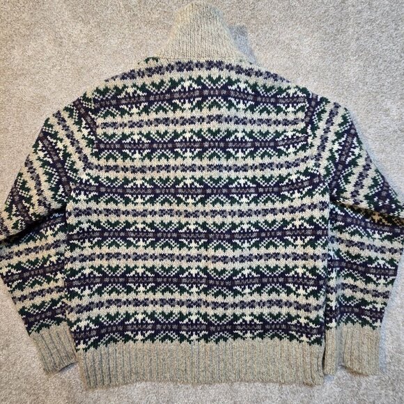 Cambridge VTG Fair Isle Sweater Ragg Wool Full Zip Lined Jacket USA Made Women L - Picture 11 of 12